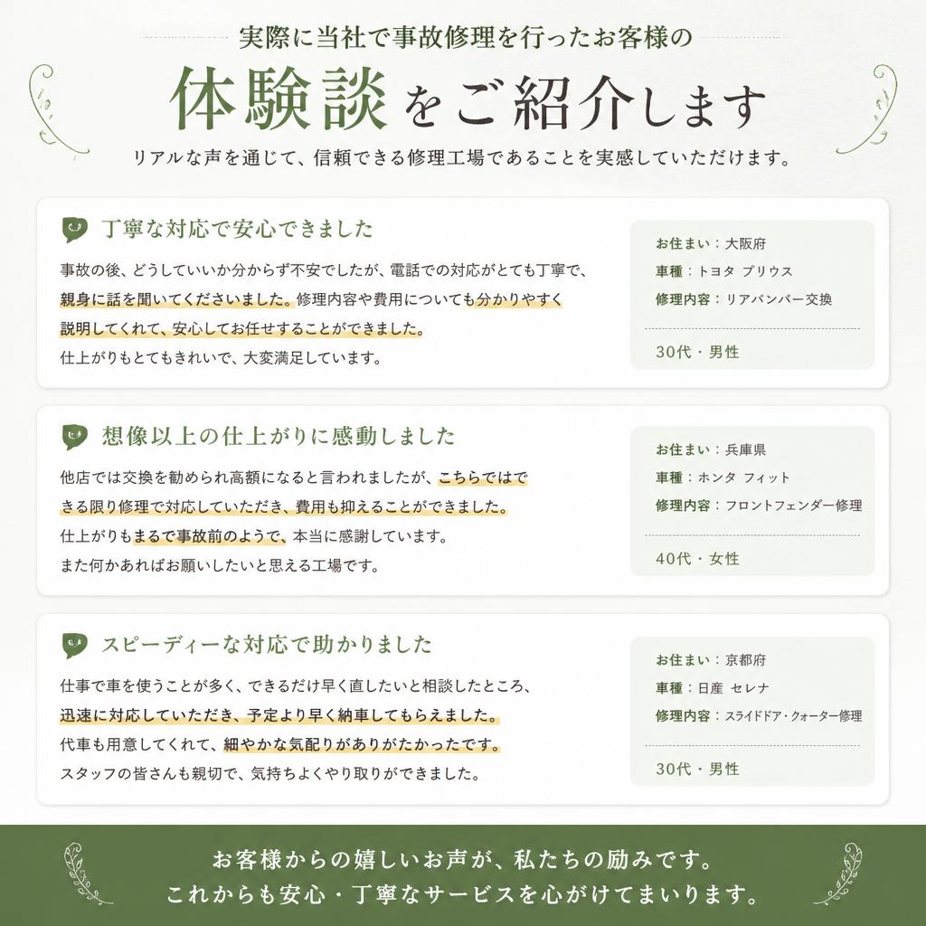お客様の声 - 修理体験談