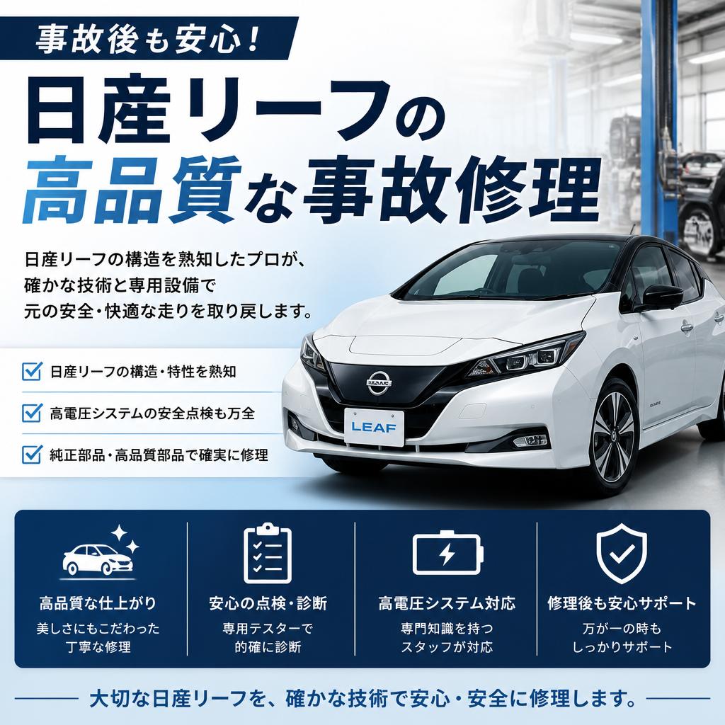 事故後も安心！日産リーフの高品質な事故修理