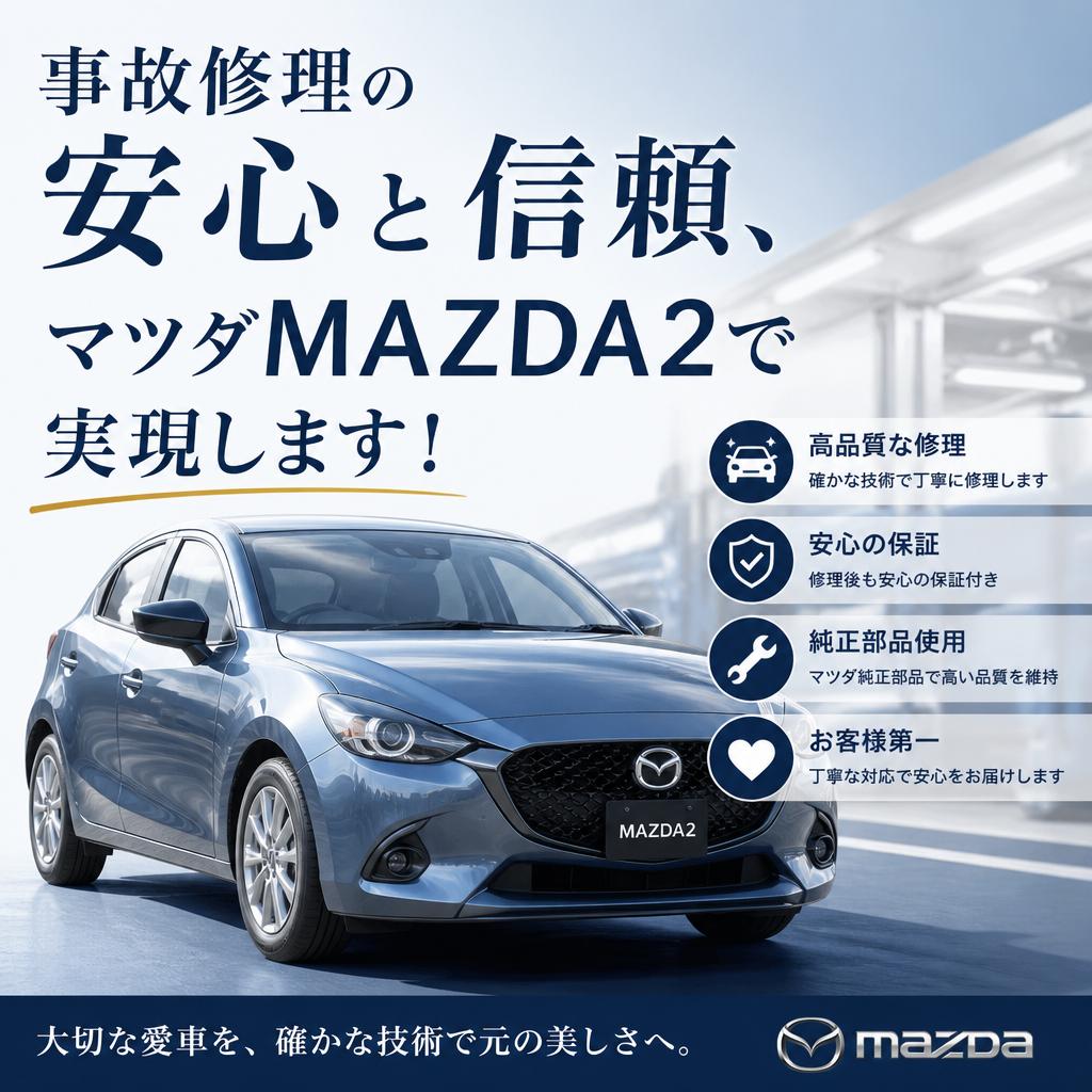 事故修理の安心と信頼、マツダMAZDA２で実現します！