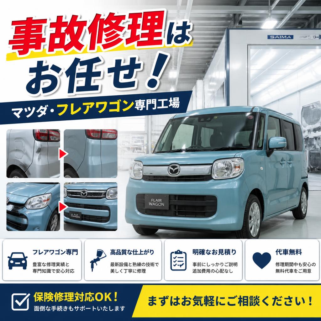 事故修理はお任せ！マツダ・フレアワゴン専門工場