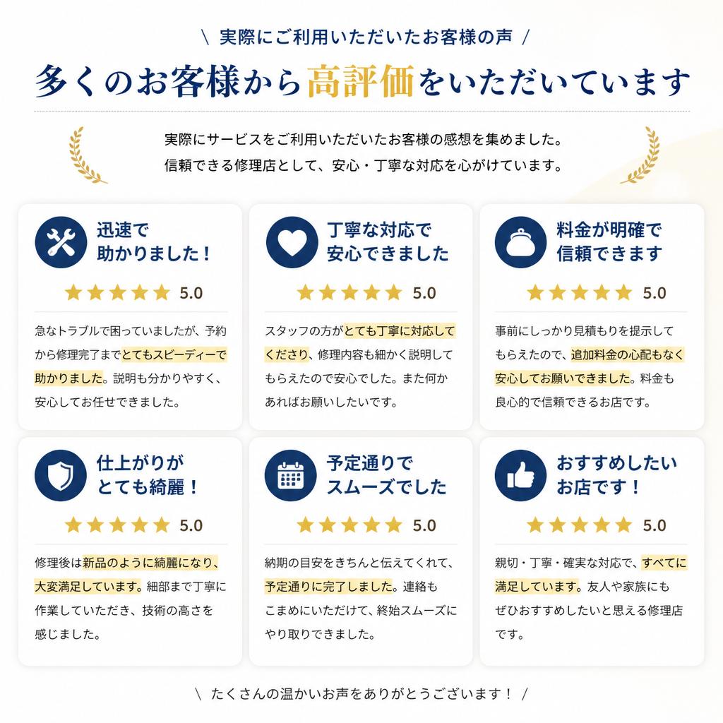 お客様の声：安心の証